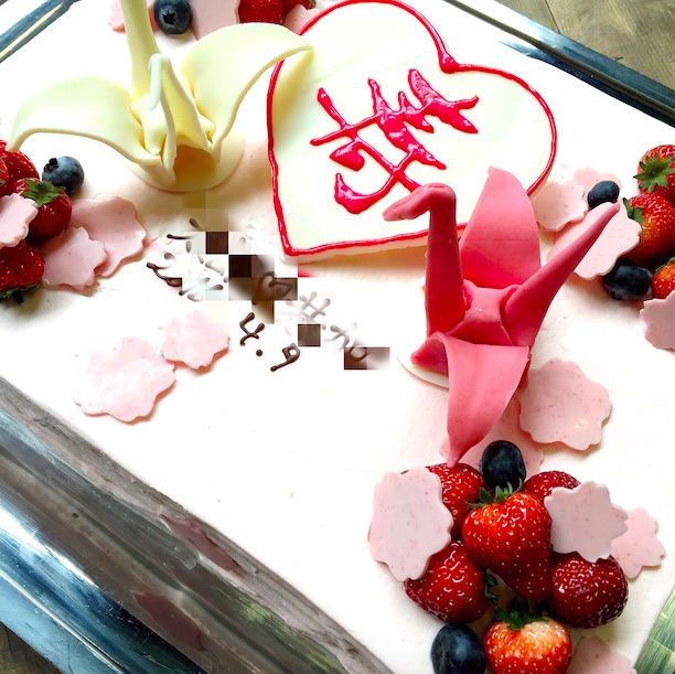 和装でもウェディングケーキ！折り鶴チョコのウェディングケーキ